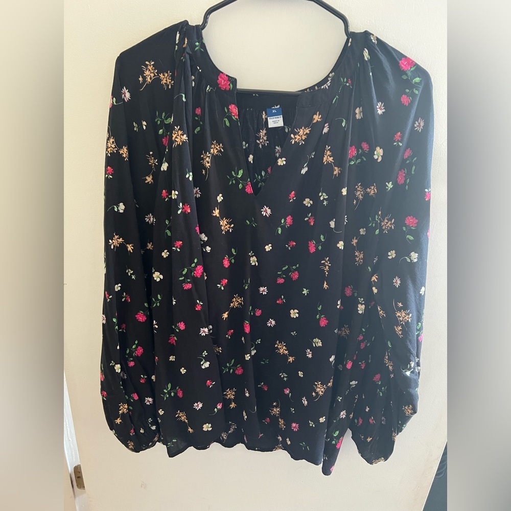 Old Navy Black Floral Blouse